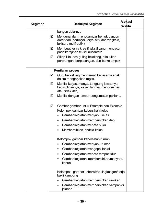 1 Rpp Sd Kelas 6 Bhinneka Tunggal Ika