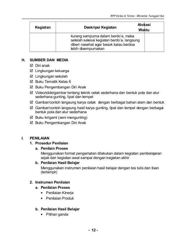 1 Rpp Sd Kelas 6 Bhinneka Tunggal Ika 53674469