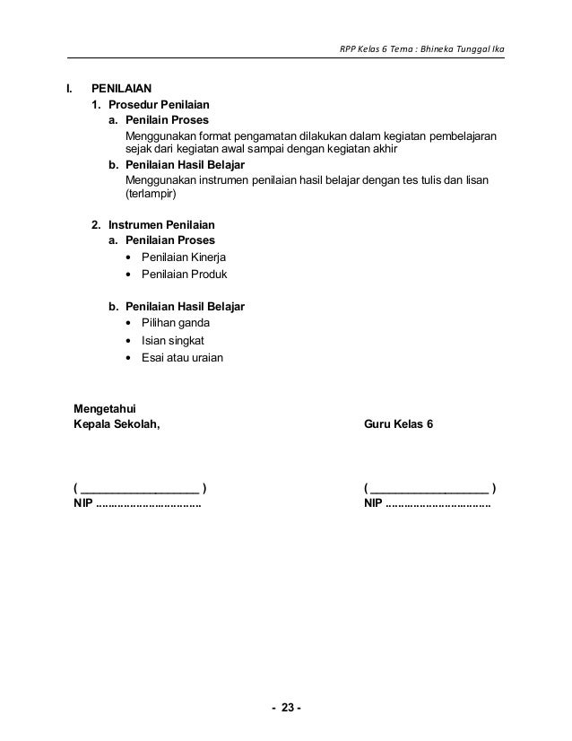 1 Rpp Sd Kelas 6 Bhinneka Tunggal Ika 53674469