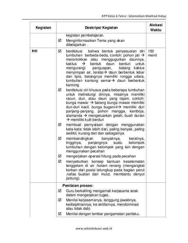 [1] rpp sd kelas 6 semester 1 selamatkan makhluk hidup www 