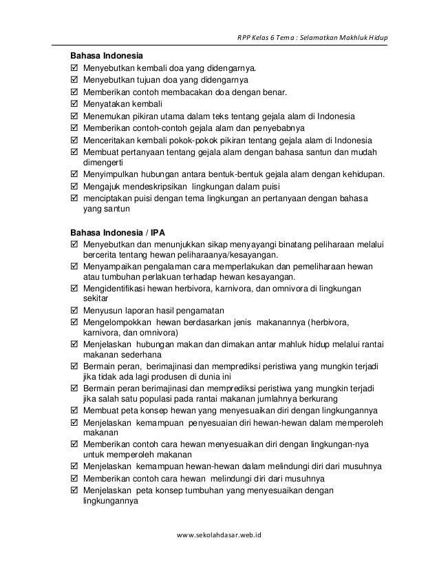 [1] rpp sd kelas 6 semester 1 selamatkan makhluk hidup www 