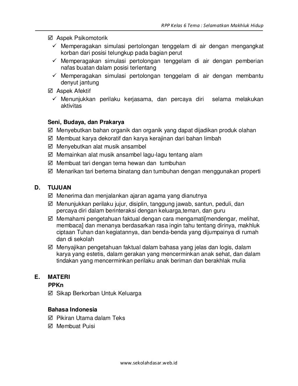 [1] rpp sd kelas 6 semester 1 selamatkan makhluk hidup www