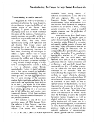 Nanotechnology for cancer therapy recent developments | PDF