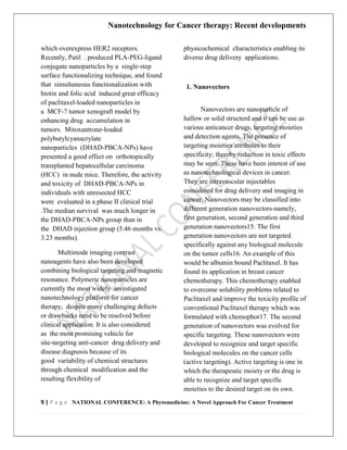 Nanotechnology for cancer therapy recent developments | PDF