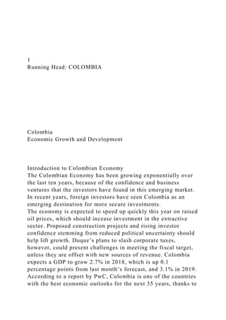 1Running Head COLOMBIA Colombia Economi.docx