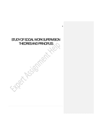 Theories and Principles Of Supervision For Social Work | PDF
