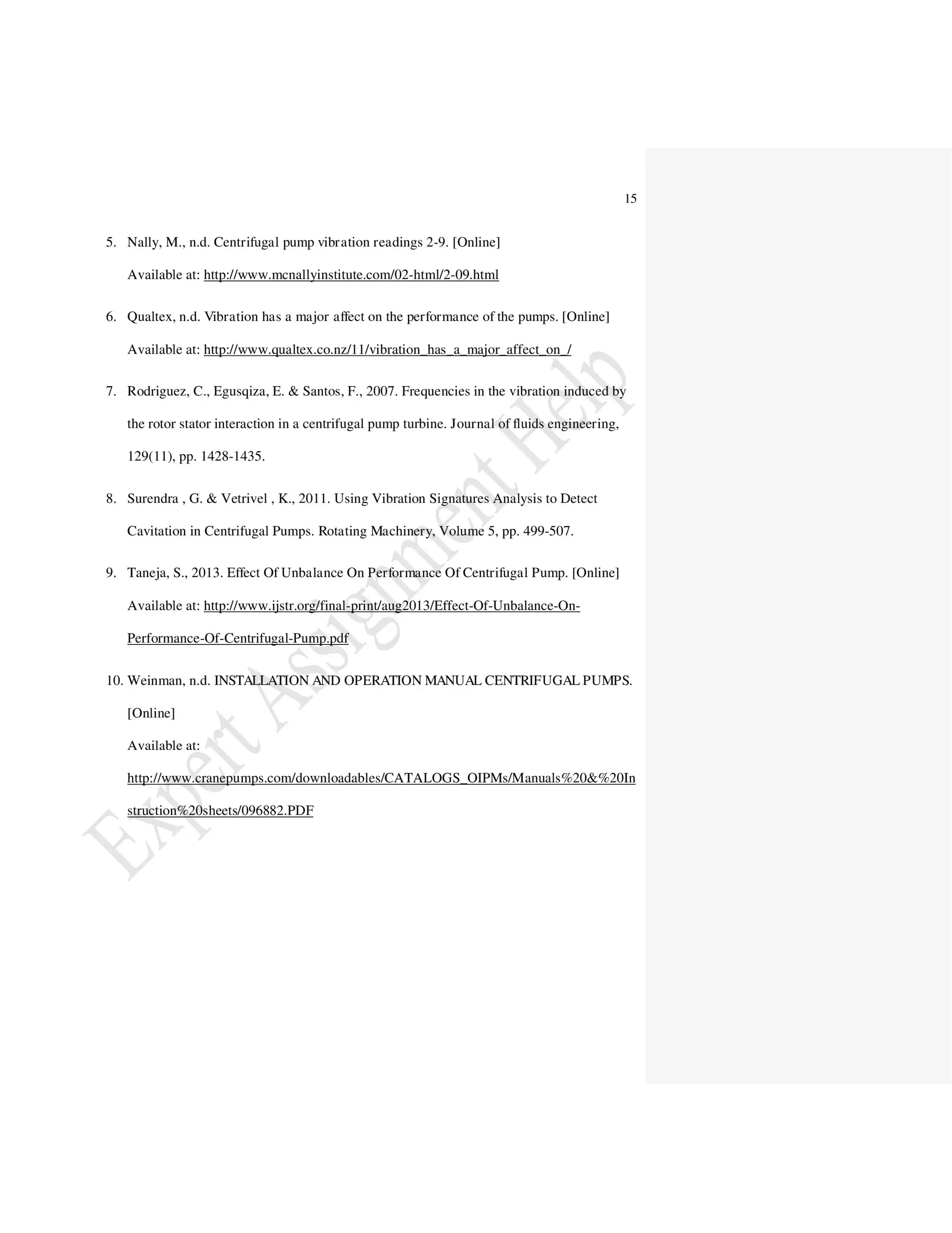 Electrical Engineering Centrifugal Pumps Vibration