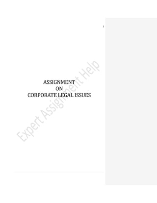 Assignment on Corporate Legal Issues