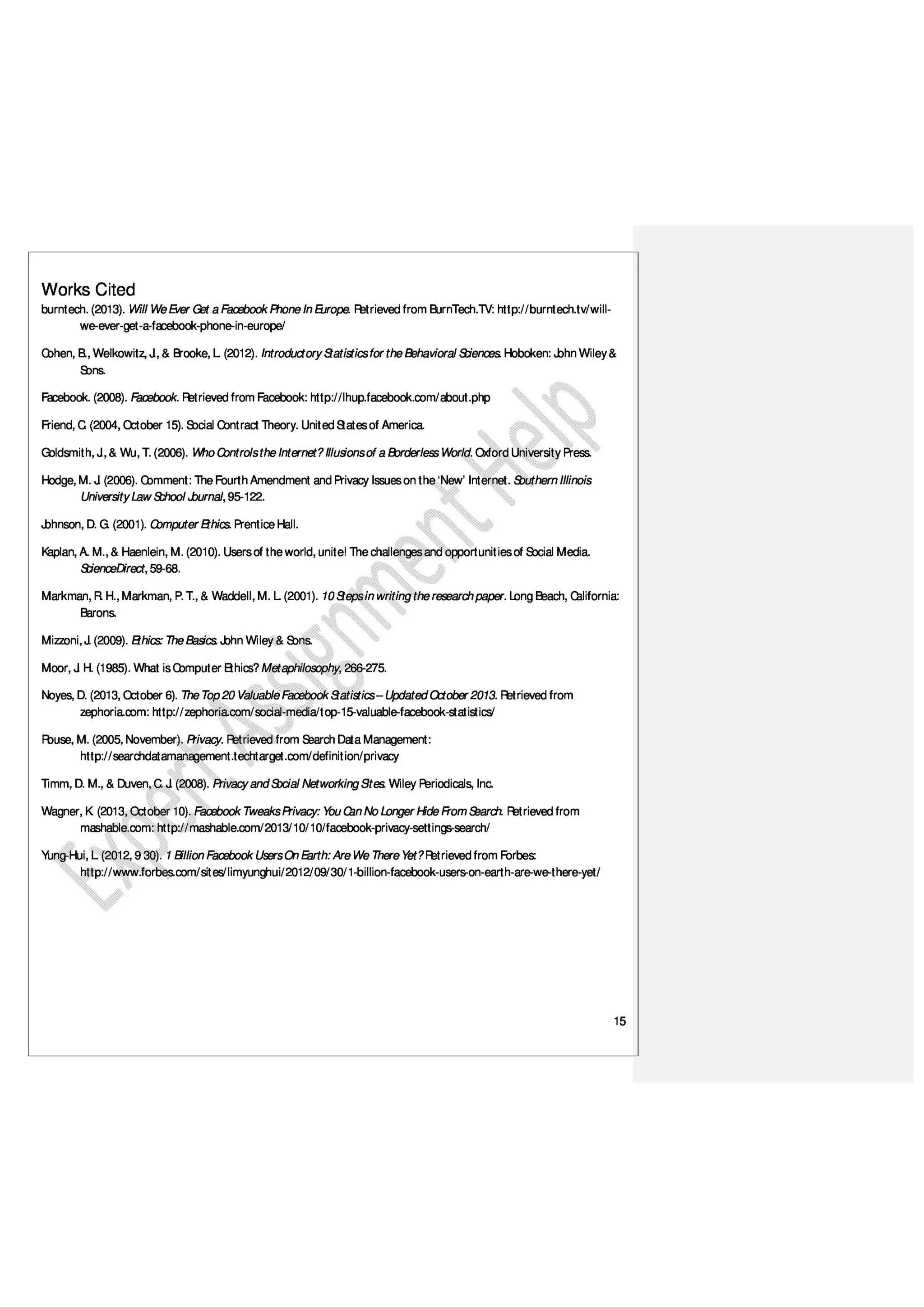 Marketing Thesis Paper on Ethical Issues with Facebook Data Privacy