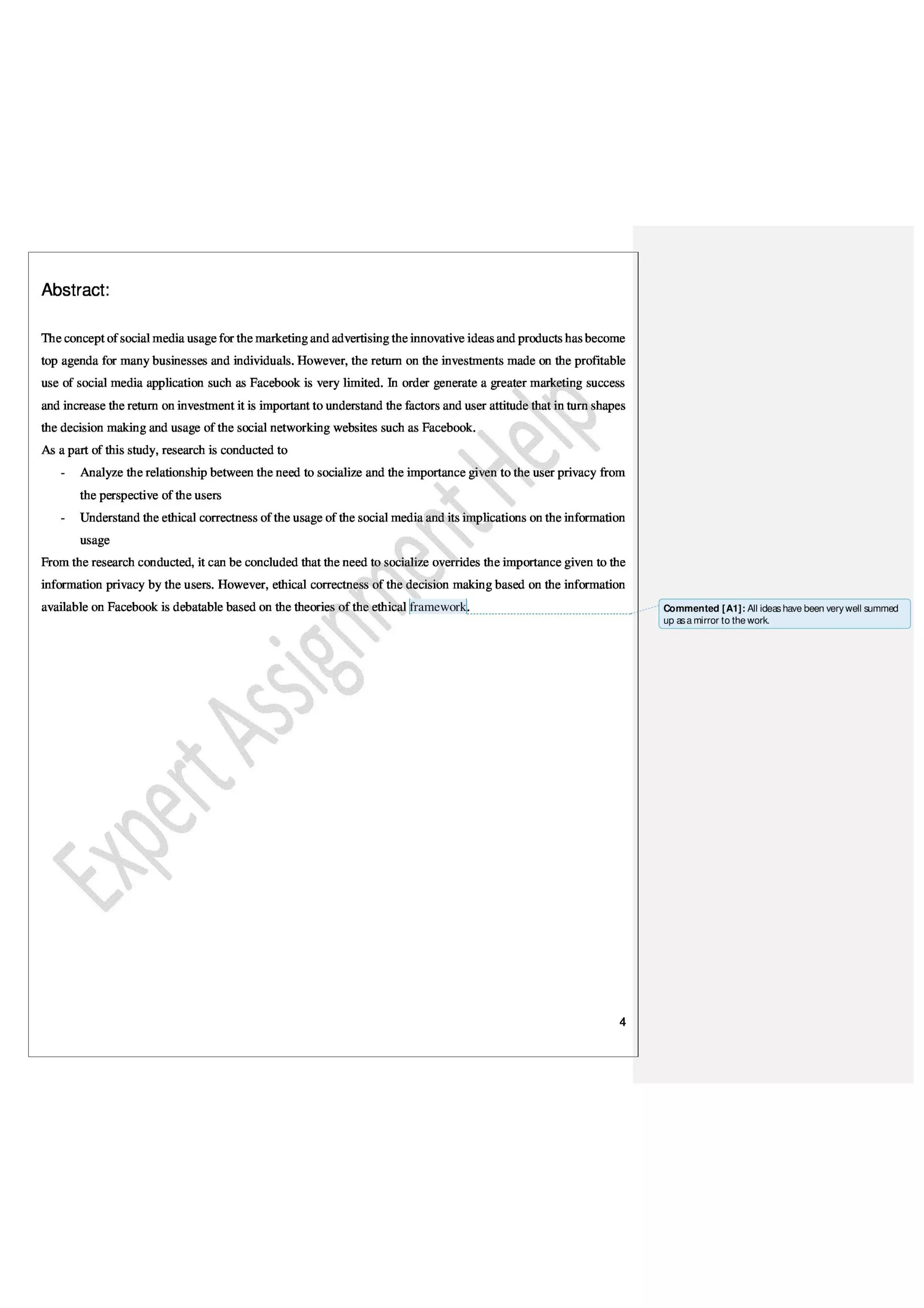 Marketing Thesis Paper on Ethical Issues with Facebook Data Privacy