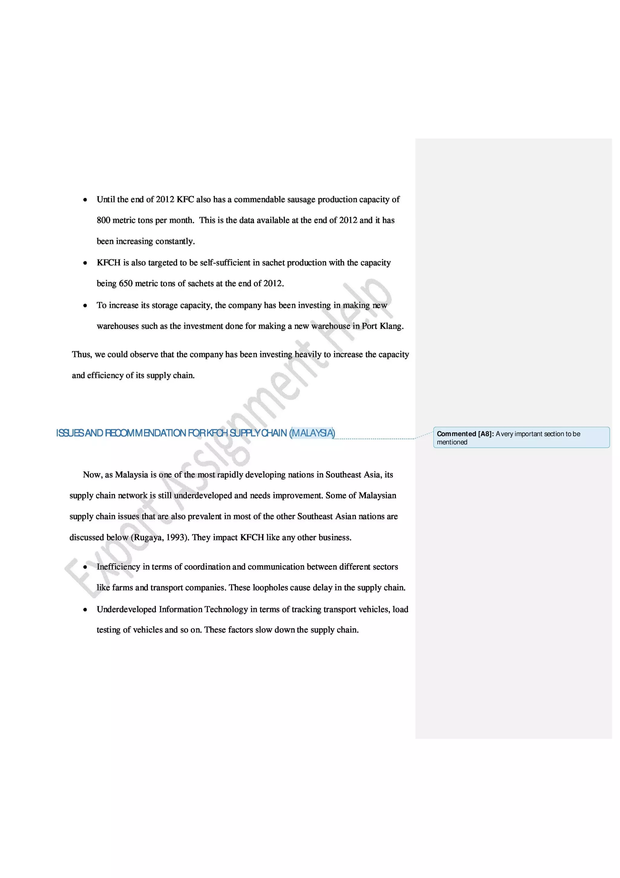 Research Report on Supply Chain Analysis of KFC in Asia