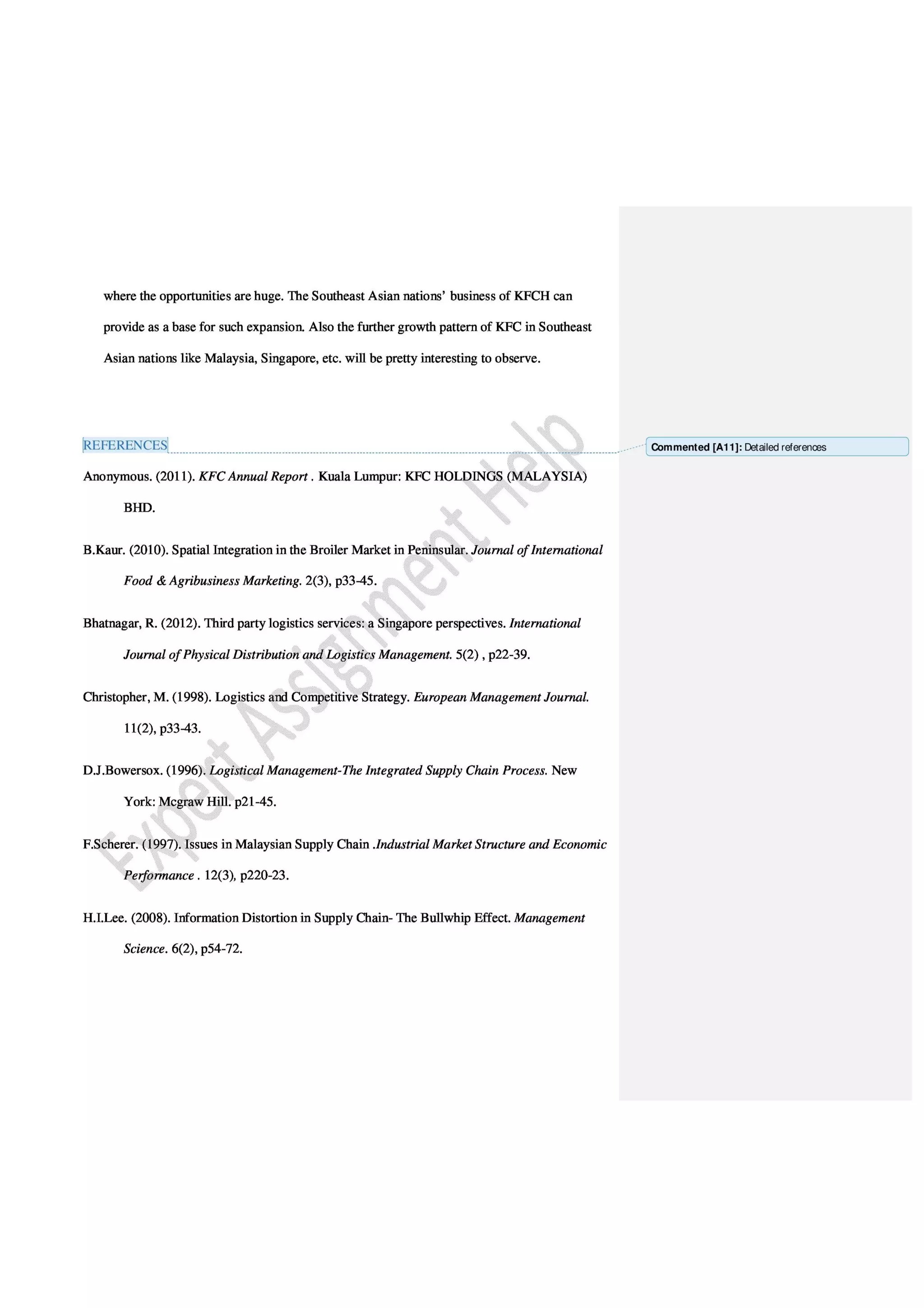 Research Report on Supply Chain Analysis of KFC in Asia