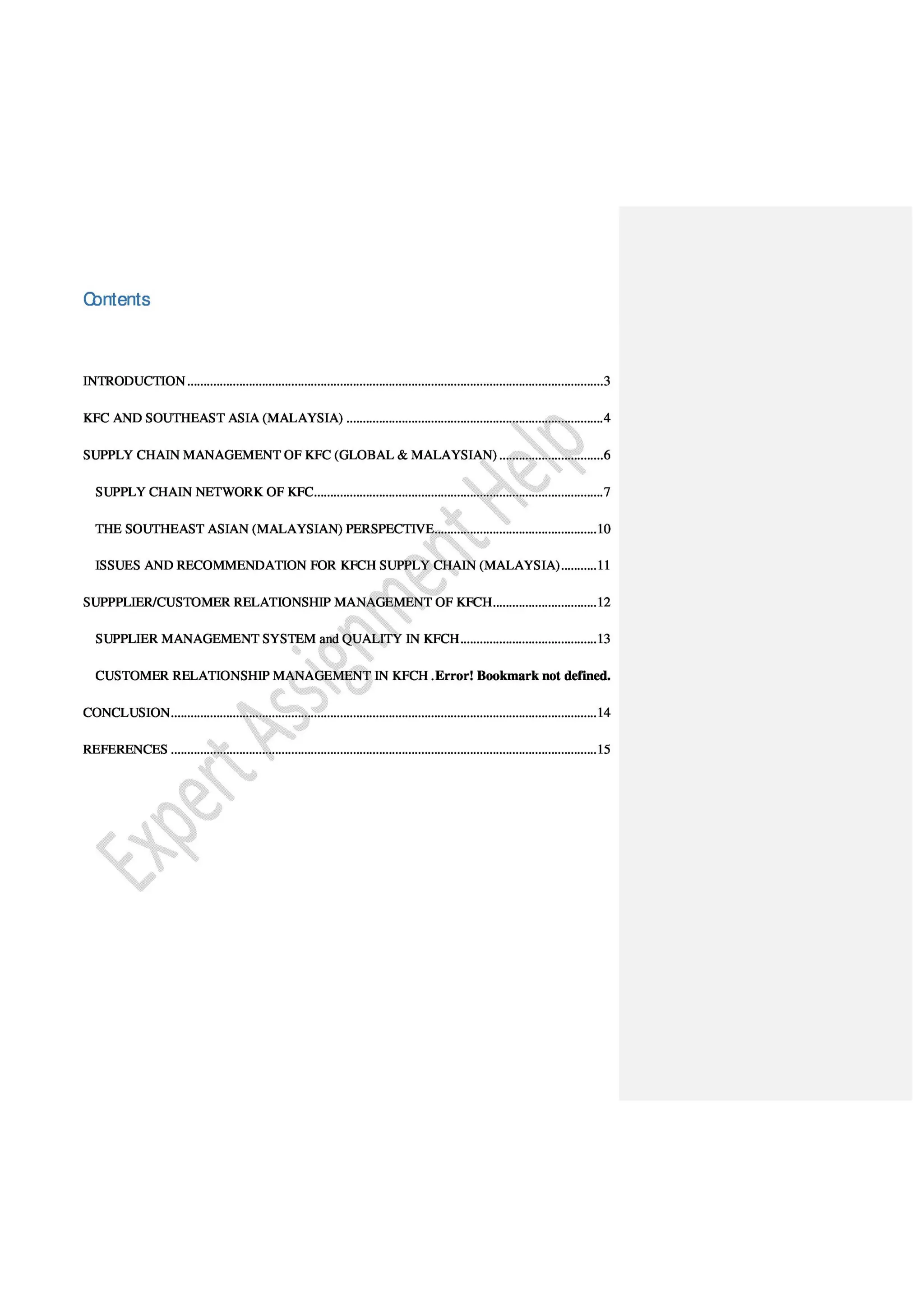 Research Report on Supply Chain Analysis of KFC in Asia