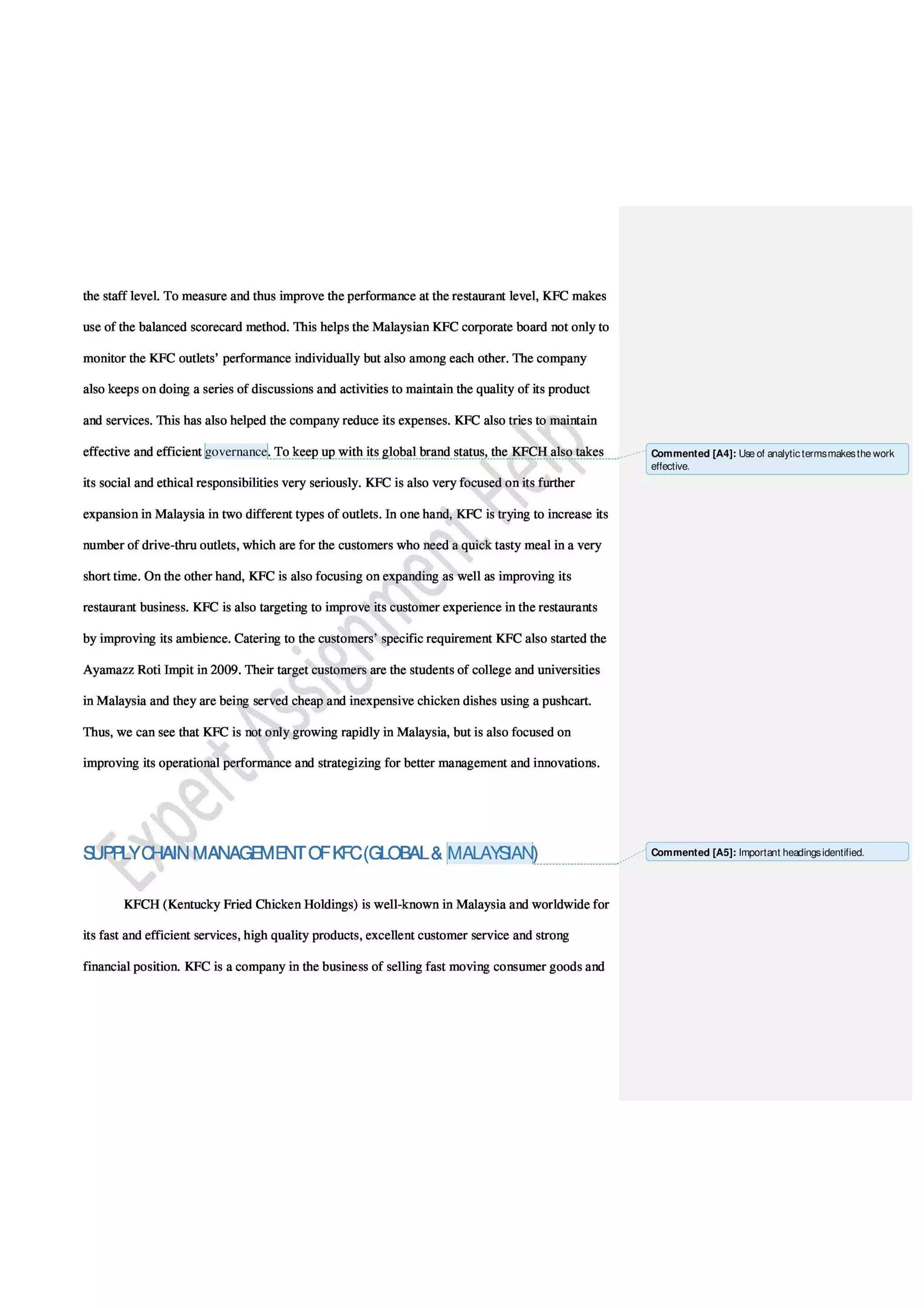 Research Report on Supply Chain Analysis of KFC in Asia