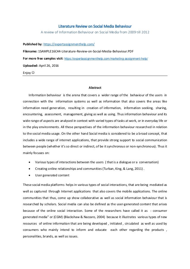 Literature review activity