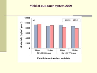 Yield of aus-aman system 2009
0
2000
4000
6000
8000
10000
12000
30-Apr 11-May 30-Apr 11-May
OM1490 DS in aus OM 1490 TP in...