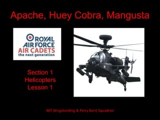 Apache, Huey Cobra, Mangusta
Section 1
Helicopters
Lesson 1
487 (Kingstanding & Perry Barr) Squadron
 