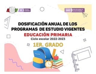Dosificación Anual de los Programas de Estudio vigentes en Educación Primaria para el Ciclo Escolar
 
