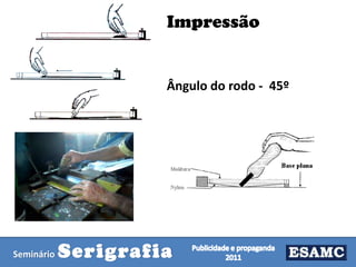 Impressão

Ângulo do rodo - 45º

Seminário

Serigrafia

 