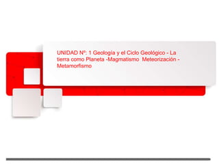 UNIDAD Nº: 1 Geología y el Ciclo Geológico - La
tierra como Planeta -Magmatismo Meteorización -
Metamorfismo
 