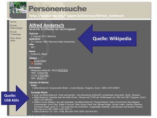 http://toolserver.org/~apper/pd/person/Alfred_Andersch




                                                        Quelle: Wikipedia




Quelle:
USB Köln

                                  Linked Open Data
                                   :: ZBIW-Seminar ::                            19
                                   Dr. Peter Kostädt                        03/2011
 
