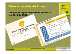 Fatos e desafios do Proxy

•Reestruturação corporativa proposta
em Abril de 2006
 