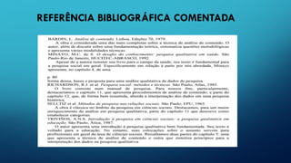 REFERÊNCIA BIBLIOGRÁFICA COMENTADA
 