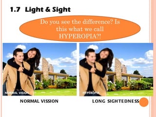NORMAL VISSION LONG  SIGHTEDNESS Do you see the difference? Is this what we call HYPEROPIA?! 1.7 Light & Sight 