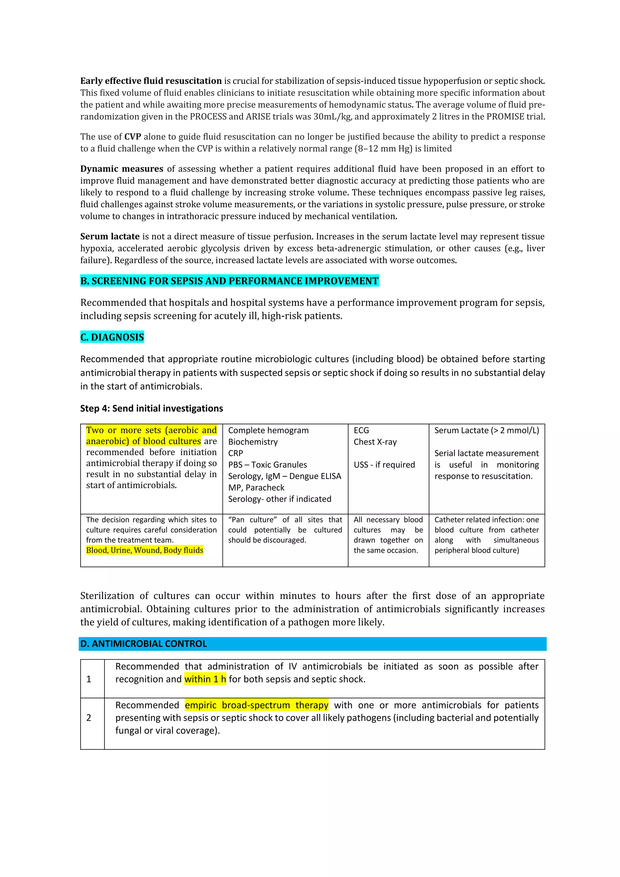 Sepsis Notes.pdf Sepsis protocol 2016 : Notes2021 | PDF