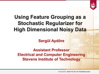 Using Feature Grouping as a
Stochastic Regularizer for
High Dimensional Noisy Data
Sergül Aydöre
Assistant Professor
Electrical and Computer Engineering
Stevens Institute of Technology
 