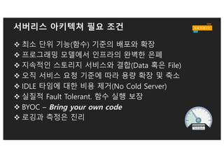 Bustle.com
• 월 52 백만 사용자
• 일 일억건의 이벤트
• 이벤트 스트림 처리
• 검색과 분석,리포트
• 84% cost savings
• 0 servers
• 0 operating system patches
• Automatic scaling
 