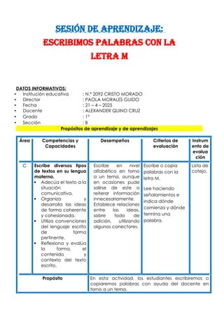 1° SESIÓN DÍA 3 COM ESCRIBIMOS PALABRAS CON LA LETRA M.docx