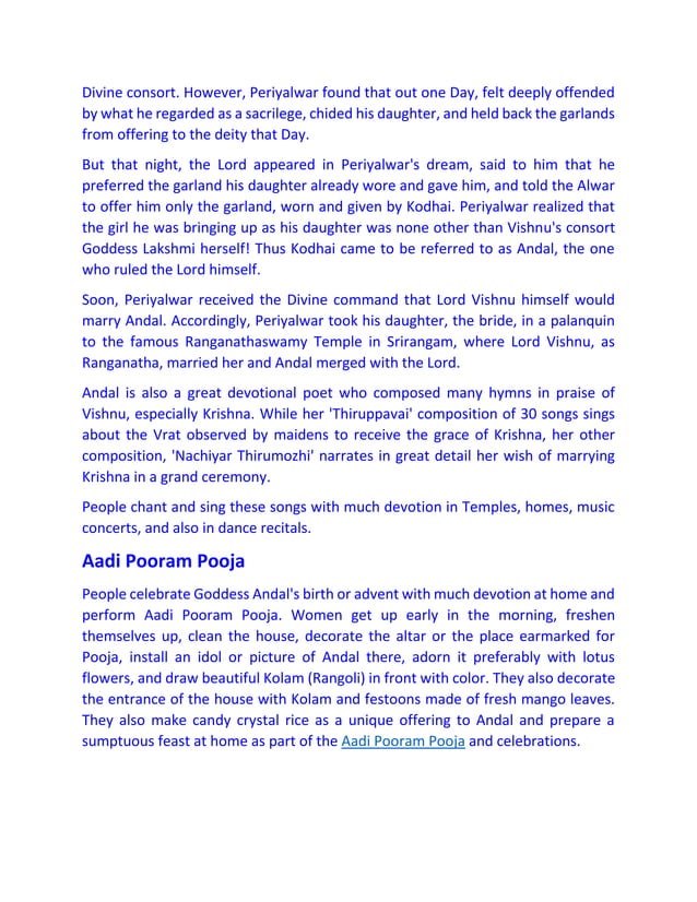 Significance of Aadi Pooram PDF