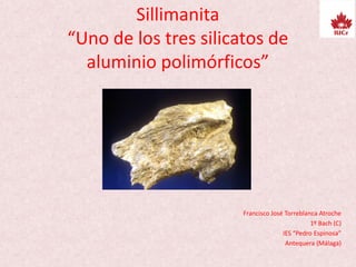 Sillimanita
“Uno de los tres silicatos de
aluminio polimórficos”
Francisco José Torreblanca Atroche
1º Bach (C)
IES “Pedro Espinosa”
Antequera (Málaga)
 