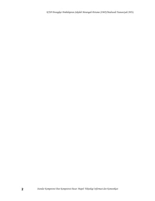 KTSP Perangkat Pembelajaran Sekolah Menengah Pertama (SMP)/Madrasah Tsanawiyah (MTs)
Standar Kompetensi Dan Kompetensi Dasar Mapel: Teknologi Informasi dan Komunikasi2
 