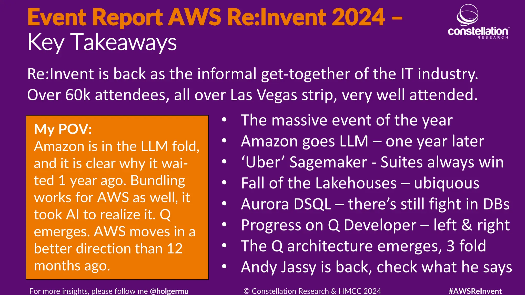 Event Report AWS ReInvent 2024 Nova, Uber SageMaker, Lakehouse, Q