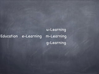 u-Learning
Education

e-Learning

m-Learning
g-Learning

 