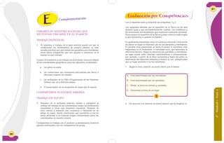 80
LABORES DE NUESTRA SOCIEDAD QUE
NECESITAN UBICARSE EN EL PLANETA
TRABAJO INDIVIDUAL
1. Si relaciono el trabajo de la guía anterior, puedo ver que al
comprender los movimientos de nuestro planeta, es más
sencillo entender por qué existen los paralelos y los meridianos
como líneas imaginarias que nos ayudan a ubicarnos en el
mundo en que vivimos.
A partir de lo anterior y, en trabajo con el profesor, busco la utilidad
de las coordenadas geográficas para las siguientes profesiones:
a. Un piloto de avión.
b. Un comerciante que transporta mercancías por barco a
diferentes lugares del mundo.
c. Un embajador de la ONU (Organización de las Naciones
Unidas) que va a diversos países.
d. El presentador de un programa de viajes por el mundo.
COMPARTIMOS NUESTROS SABERES
TRABAJO EN EQUIPO
2. Basados en la actividad anterior, vamos a compartir la
utilidad del manejo de las coordenadas según las profesiones
estudiadas y otras que podamos encontrar. Después de
esto, vamos a elaborar una caricatura o historieta en un
pliego de papel, donde mostremos que sucedería a una de
estas personas si no tuvieran ningún conocimiento sobre las
coordenadas de nuestro mundo.
Compartimos el trabajo con el profesor y socializamos nuestros
aportes individuales con los compañeros del grupo.
Complementación
6°-Unidad1-Guía5
81
Leo el siguiente texto y respondo las preguntas 1 y 2.
Los geógrafos afirman que la superficie de la Tierra no ha sido
siempre igual y que permanentemente cambia. Los temblores y
los terremotos son fenómenos que muestran constante actividad.
Para conocer la superficie de laTierra y saber cómo es cada región
y qué caracteriza a quienes la habitan.
Es igualmente importante tener en cuenta la ubicación. Una forma
de ubicar un lugar es haciendo uso de los paralelos y meridianos.
El paralelo más importante se llama Ecuador, el meridiano más
importante es el Greenwich o meridiano cero, que determina la
diferencia horaria. Según la ubicación por paralelos y meridianos,
un lugar puede tener diversas características o consecuencias,
por ejemplo, a partir de la línea ecuatorial y hasta los polos se
determinan las diferentes latitudes y éstas a su vez, influyen para
que un lugar presente o no las estaciones.
1. Según el texto anterior se puede inferir que la latitud:
1
A. Está determinada por los meridianos.
B. Está determinada por los paralelos.
C. Divide la tierra en oriente y occidente.
D. Determina la hora de un lugar.
2. De acuerdo a lo anterior, se puede deducir que la longitud es:
Evaluación por Competencias
 
