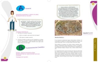 86
DIVERSAS MANERAS Y GRÁFICOS PARA
REPRESENTAR EL MUNDO
Fundamentación Científica
Vivencia
TRABAJO INDIVIDUAL
1. Con base en lo anterior respondo:
a. ¿Qué es un mapa?, ¿para qué sirven los mapas?
b. ¿Qué clases de mapas conozco?
2. Si fueses de salida de campo con tus compañeros a un lugar
desconocido y te pasan un pliego de papel que contiene una
serie de informaciones: ¿cómo utilizarías este papel para
evitar perderte en este lugar?
MAPAS: TRAZOS HUMANOS PARA
REPRESENTAR AL GRAN MUNDO EN QUE
VIVIMOS
TRABAJO EN EQUIPO
Recordemos… Nuestro planeta tiene una forma
GEOIDE, es similar a una esfera, pero ancha
hacia el centro y achatada en los polos. Sin
embargo, como se ve en las imágenes, hay una
serie de dibujos que nos muestran de manera
plana nuestro planeta
6°-Unidad1-Guía6
87
Figura 1: Representación cartográfica
del planeta Tierra
Fuente:http://www.sonofthesouth.net
Reseña histórica…
El ser humano ha elaborado mapas desde épocas remotas. En
un principio, se hacían en el suelo para señalar las zonas en las
cuales podía haber caza o en donde podía encontrarse agua.
Más adelante, los griegos y los chinos crearon sistemas mate-
máticos y geométricos para representar la Tierra. En América,
los mayas y los aztecas tenían representaciones cartográficas en
donde ubicaban templos, bosques, ríos e, incluso, hechos históri-
cos.
En el siglo XVI inventos como la brújula y los viajes de exploración
que comprobaron la redondez de la Tierra, generaron un gran
avance en la cartografía. Para poder elaborar mapas, era nece-
sario realizar grandes viajes ya que se hacían sobre el terreno,
calculando coordenadas y demarcando elementos sobresalientes
del paisaje, como los bordes de las costas, ríos, montañas, entre
otras.
Cómo se define la CARTOGRAFÍA…
Es la disciplina que se encarga del trazado de
los mapas geográficos. En la antigüedad, dichos
trazados se desarrollaban sobre tierra, mientras
que ahora se utilizan tecnologías satelitales.
Los historiadores creen que Tales de Mileto
fue el responsable de la creación de la primera
representación cartográfica del planeta Tierra.
Los cartógrafos suelen utilizar símbolos y
colores para brindar la mayor cantidad posible
de información con claridad.
 