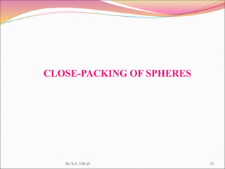 CLOSE-PACKING OF SPHERES
Dr. K.S. VIKAS 25
 