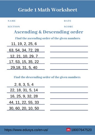1st grade free pdf math worksheet printable