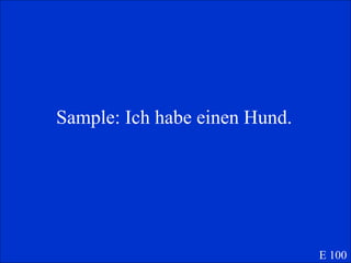 Sample: Ich habe einen Hund. E 100 