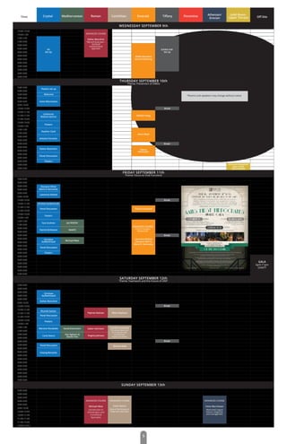 Ricardo Santos
Crystal Mediterranean Roman Corinthian Emerald
7:00-7:30
7:30-8:00
8:00-8:30
8:30-9:00
9:00-9:30
9:30-10:00
10:00-10:30
10:30-11:00
11:00-11:30
11:30-12:00
12:00-12:30
12:30-1:00
1:00-1:30
1:30-2:00
2:00-2:30
2:30-3:00
3:00-3:30
3:30-4:00
4:00-4:30
4:30-5:00
5:00-5:30
5:30-6:00
6:00-6:30
6:30-7:00
Tiﬀany Florentine
7:00-7:30
7:30-8:00
8:00-8:30
8:30-9:00
9:00-9:30
9:30-10:00
10:00-10:30
10:30-11:00
11:00-11:30
11:30-12:00
12:00-12:30
12:30-1:00
1:00-1:30
1:30-2:00
2:00-2:30
2:30-3:00
3:00-3:30
3:30-4:00
4:00-4:30
4:30-5:00
5:00-5:30
5:30-6:00
6:00-6:30
6:30-7:00
7:00-7:30
7:30-8:00
8:00-8:30
8:30-9:00
7:00-7:30
7:30-8:00
8:00-8:30
8:30-9:00
9:00-9:30
9:30-10:00
10:00-10:30
10:30-11:00
11:00-11:30
11:30-12:00
12:00-12:30
7:00-7:30
7:30-8:00
8:00-8:30
8:30-9:00
9:00-9:30
9:30-10:00
10:00-10:30
10:30-11:00
11:00-11:30
11:30-12:00
12:00-12:30
12:30-1:00
1:00-1:30
1:30-2:00
2:00-2:30
2:30-3:00
3:00-3:30
3:30-4:00
4:00-4:30
4:30-5:00
5:00-5:30
5:30-6:00
6:00-6:30
6:30-7:00
7:00-7:30
7:30-8:00
8:00-8:30
8:30-9:00
12:00-12:30
12:30-1:00
1:00-1:30
1:30-2:00
2:00-2:30
2:30-3:00
3:00-3:30
3:30-4:00
4:00-4:30
4:30-5:00
5:00-5:30
5:30-6:00
6:00-6:30
6:30-7:00
Gold Room,
Upper Terrace Oﬀ Site
Esther Bianchini
AAMS Members
General Meeting
AV
Set Up
Exhibit Hall
Set Up
Posters
Posters set up
William Hang
Nancy
Rothtstein
Kevin Boyd
Antonio Ferrante
Welcome
Break
Break
Irene Marchesan
Catherine
Watson-Genna
Heather Clark
Lawrence Kotlow
Christian
Guilleminault
Panel Discussion
Christian Guilleminault
Panel Discussion
Esther Bianchini
Welcome Reception
6pm-11pm
GOLD ROOM
Giovanni Olivie
Maria D Genovese
Patrick McKeown
Tess Graham
NAAFO
Joy Moeller
Michael Mew
Panel Discussion
Christian
Guilleminault
Carla Stecco
Miho ImamuraPejman Katiraei
Mariano Rocabado
Virginia Johnson
Gabor Hermann
Viet Nghiem &
Steven Hou
David Rubinstein
Panel Discussion
Franklin Susanibar
This presentation will
be in Spanish with
simultaneous
English translation.
Michael Gelb
Michael Mew Carla Stecco
TMJ and facial pain –
Orofacial
myofunctional
approach
Lawrence Kotlow
Lawrence Kotlow
Giovanni Olivi &
Maria D. Genovese
ADVANCED COURSE
Frenum Surgery
Masterclass
Break
Break
Break
Break
GALA
6pm-11pm
OVIATT
Closing Remarks
Panel Discussion
Posters
Posters
Posters
Posters
Thierry Gouzland
Esther Bianchini
WEDNESDAY SEPTEMBER 9th
THURSDAY SEPTEMBER 10th
Theme: Prevention of OMDs
FRIDAY SEPTEMBER 11th
Theme: Focus on Oral Functions
SATURDAY SEPTEMBER 12th
Theme: Teamwork and the Future of OMT
SUNDAY SEPTEMBER 13th
Time
Introduction to
Orthotropics and
Craniofacial
Dystrophy
Role of the fasciae in
head and neck pain
ADVANCED COURSE ADVANCED COURSE
ADVANCED COURSE
Athenian/
Grecian
Irene Marchesan
Restricted Lingual
frenum: diagnosis
and management
ADVANCED COURSE
5
*Rooms and speakers may change without notice
 