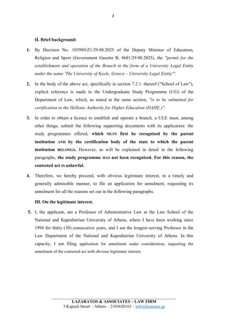 2
LAZARATOS & ASSOCIATES – LAW FIRM
3 Kapsali Street – Athens – 2103620163 – info@lazaratos.gr
II. Brief background:
1. By...