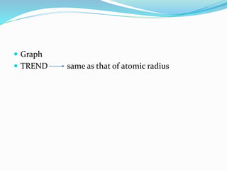  Graph
 TREND same as that of atomic radius
 