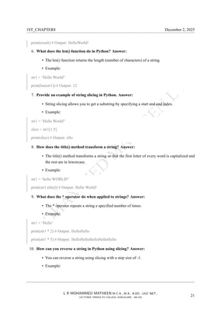 String in Python , different types of strings with examples | PDF