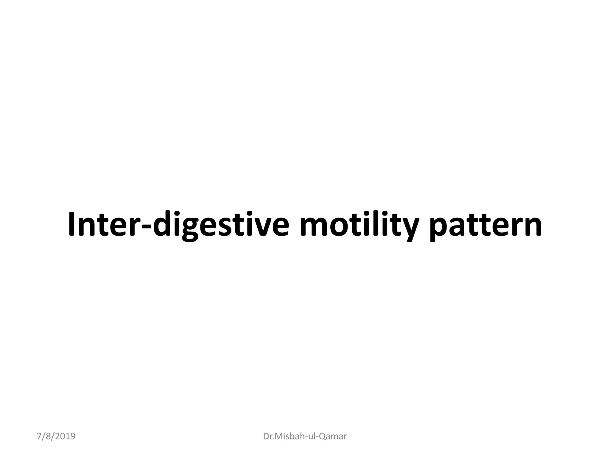 Inter-digestive motility pattern
7/8/2019 Dr.Misbah-ul-Qamar
 