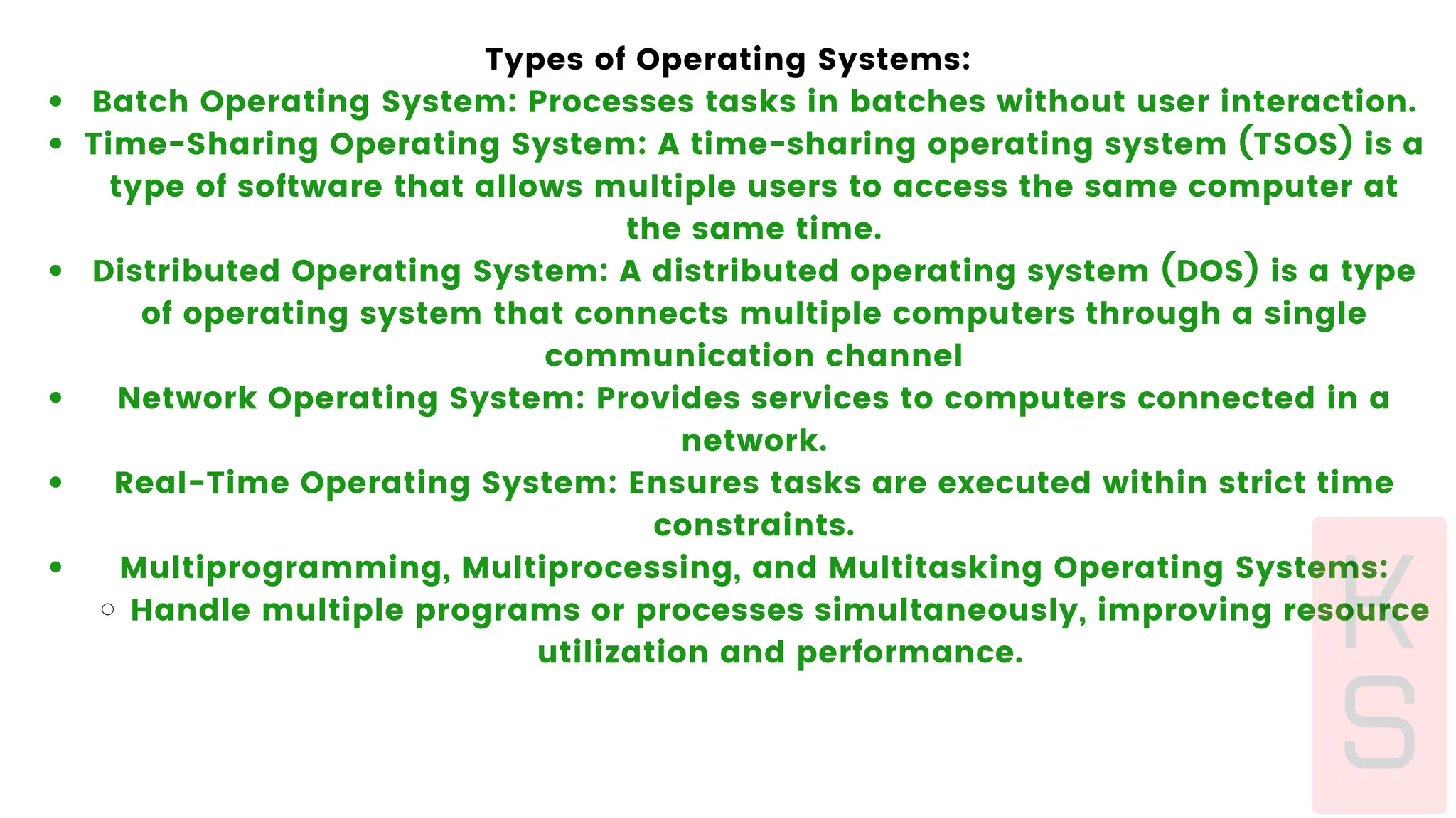 what is operating system types and there works | PPT