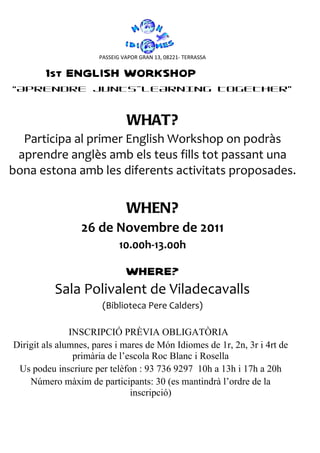 1st english workshop poster and registration 2011