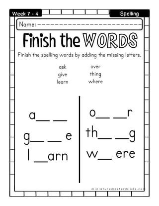 1st grade spelling | PDF